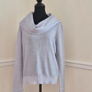 White House Black Market Silver Metallic Sweater, Size M